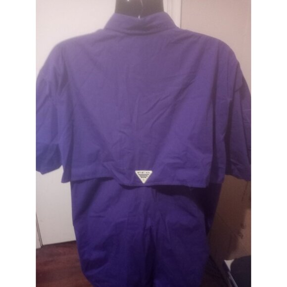 Mens Columbia PFG LSU Tigers Fishing Shirt Vented Short Sleeve Purple Size 2XL - Picture 7 of 12